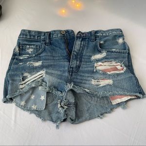 American Flag Jean Shorts